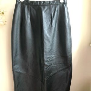 Vintage 1980’s Black Leather Skirt- size 8